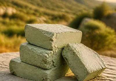 Blocs d'argile verte brute dans un cadre naturel